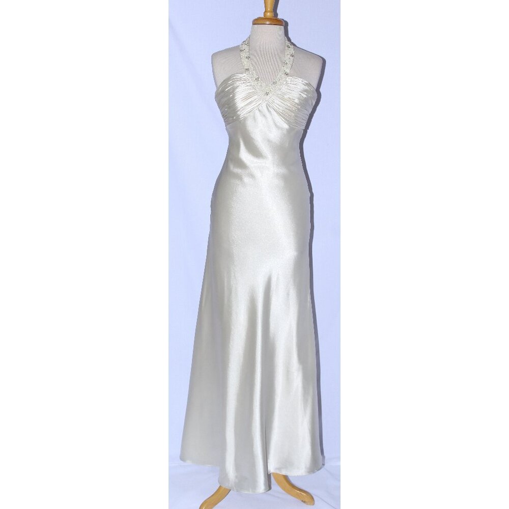 NWOT Poly USA #5578 Satin Formal Evening or Prom Gown-Size S-IVORY